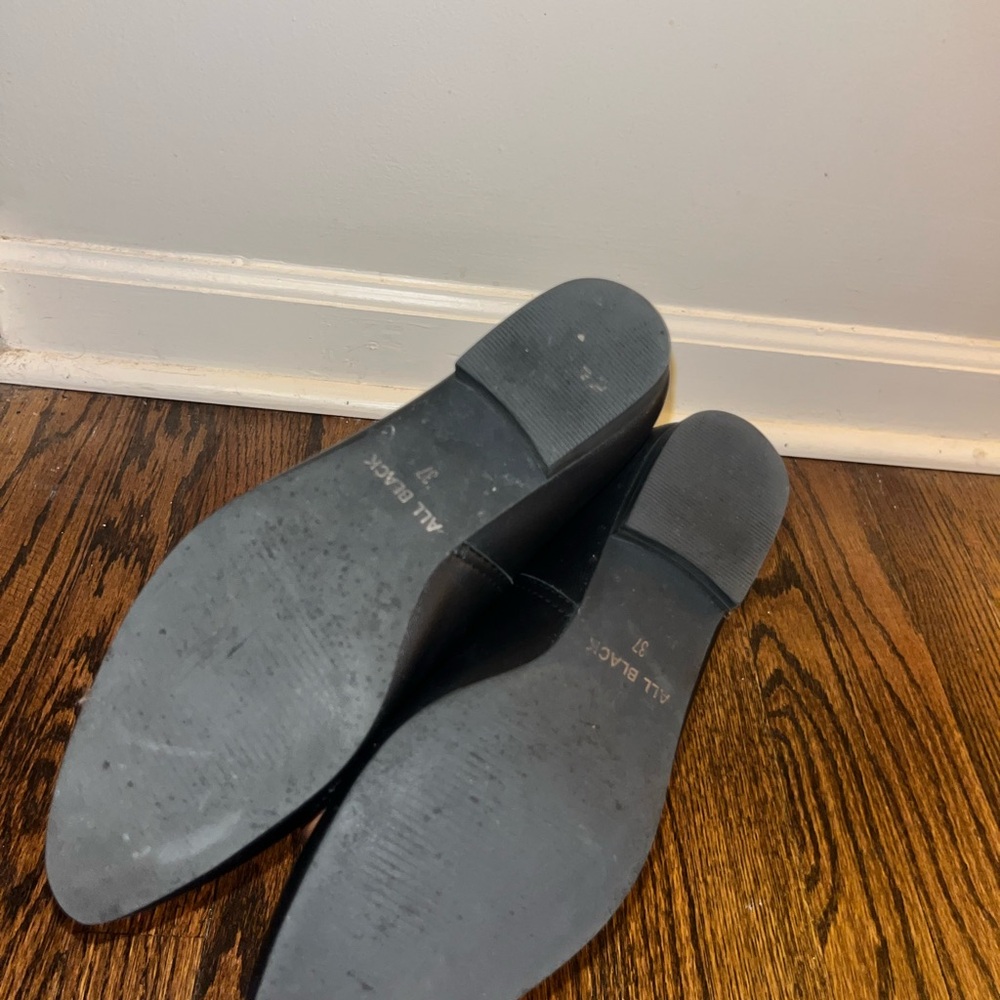 Black Women's Black Leather Loafers - Picture 4 of 5